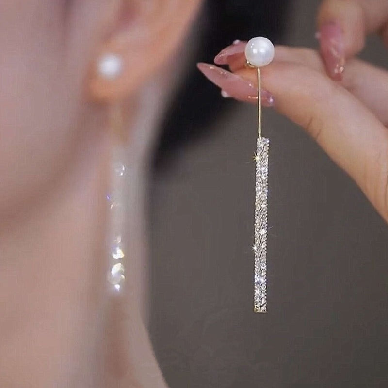 Pearl Dangle Diamond Earrings