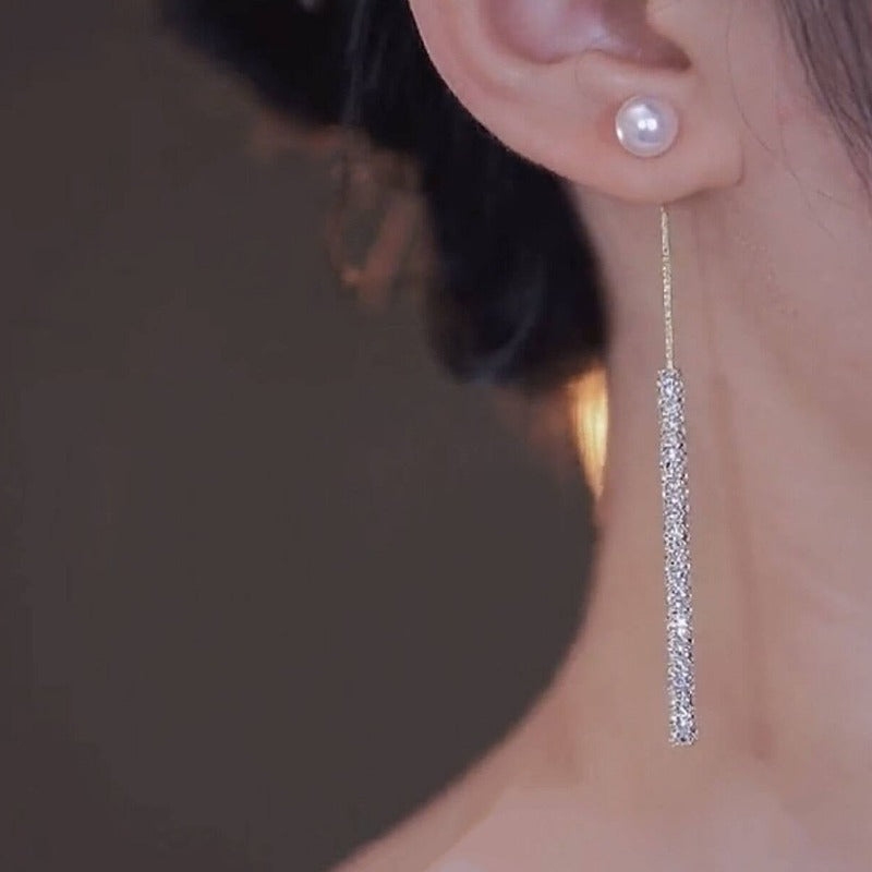 Pearl Dangle Diamond Earrings