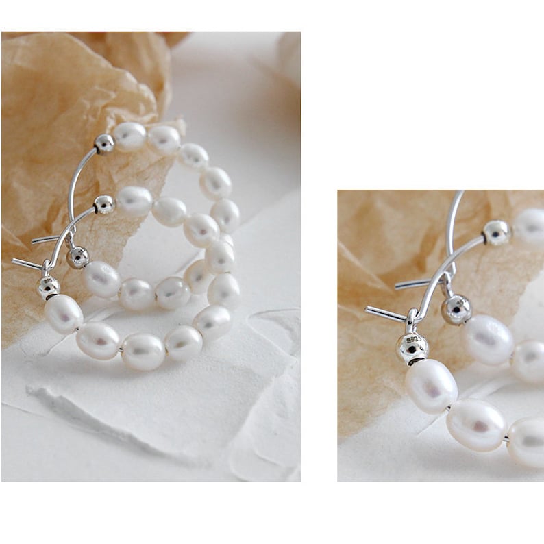 Freshwater Pearl Sterling Silver Hoop Earrings