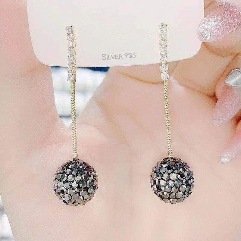 Dangling Hook Earrings - Crystal Ball